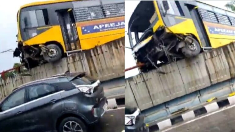 Noida Bus Accident: नोएडा में डिवाइडर पर चढ़ी अनियंत्रित स्कूल बस, ड्राइवर ने कूदकर बचाई जान, लगा लंबा जाम
